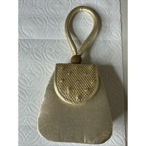 Vintage Gold Lame Handbag Disco Retro Wristlet